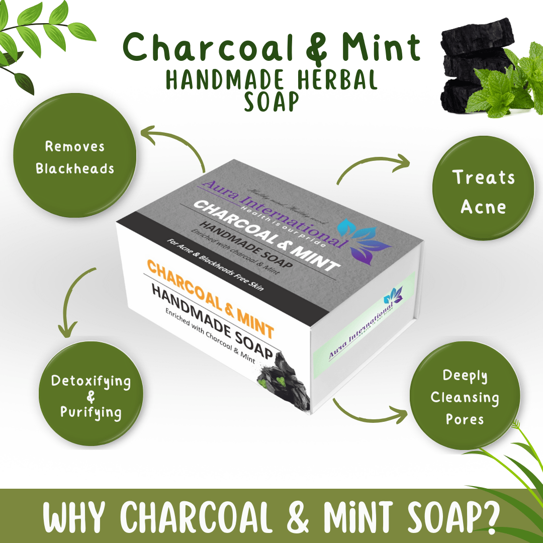 Charcoal & Mint Handmade Soap benefits Charcoal & Mint Handmade Soap benefits - Aura International