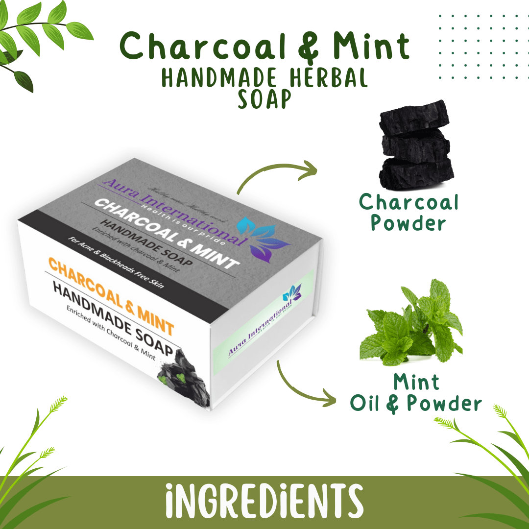 Charcoal & Mint Handmade Soap Ingredients Charcoal & Mint Handmade Soap Ingredients - Aura International