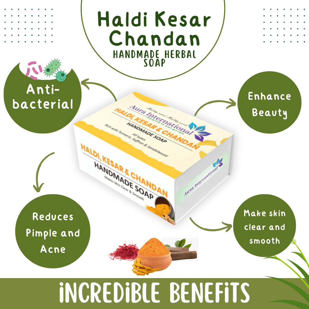 Haldi-Kesar-Chandan Handmade Soap - Benefits Haldi-Kesar-Chandan Handmade Soap - Benefits - Aura International