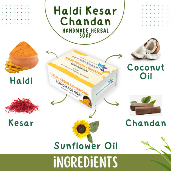 Haldi-Kesar-Chandan Handmade Soap - Ingredients- Aura International