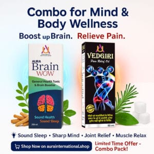 Combo Pack: Aura Brain WOW Tonic + Vedgiri Pain Relief Oil