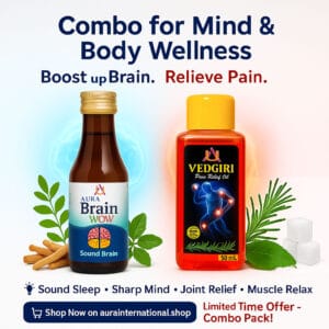 Combo Pack: Aura Brain WOW Tonic + Vedgiri Pain Relief Oil